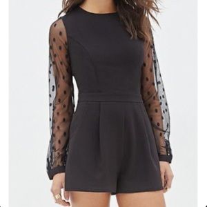 Forever 21 Polka Sleeve Romper